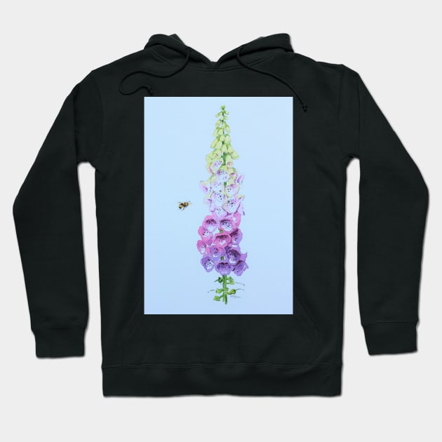 Foxglove and Bee (blue tint) Hoodie by arlyon